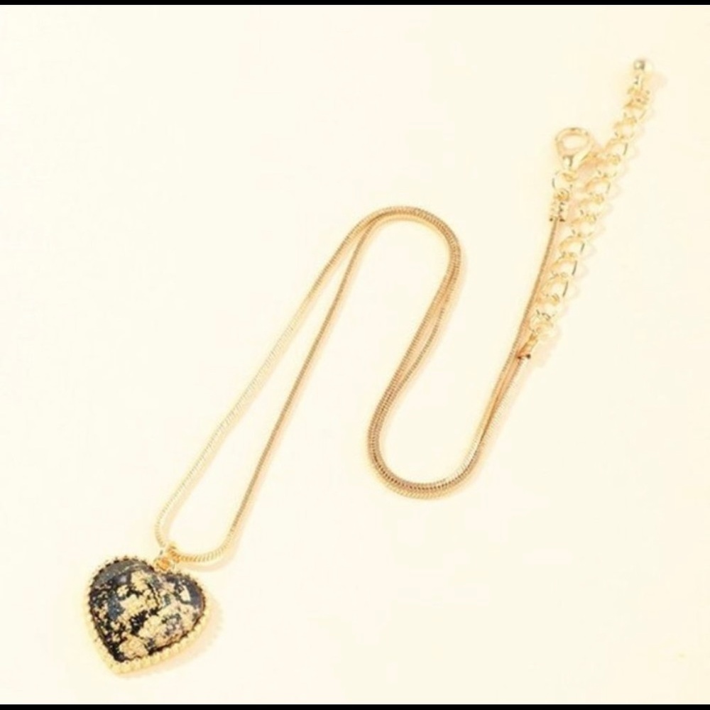 Black and Gold Leaf Necklace